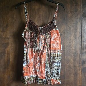 Vanity Boho Tank w/ Crochet Accent, M (PTP=15.5")